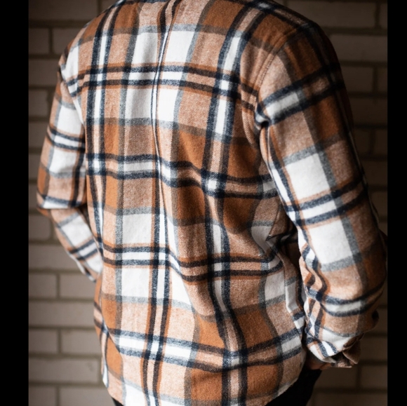 Neutral Plaid Heavy Flannel Shacket size XL - Picture 3 of 14